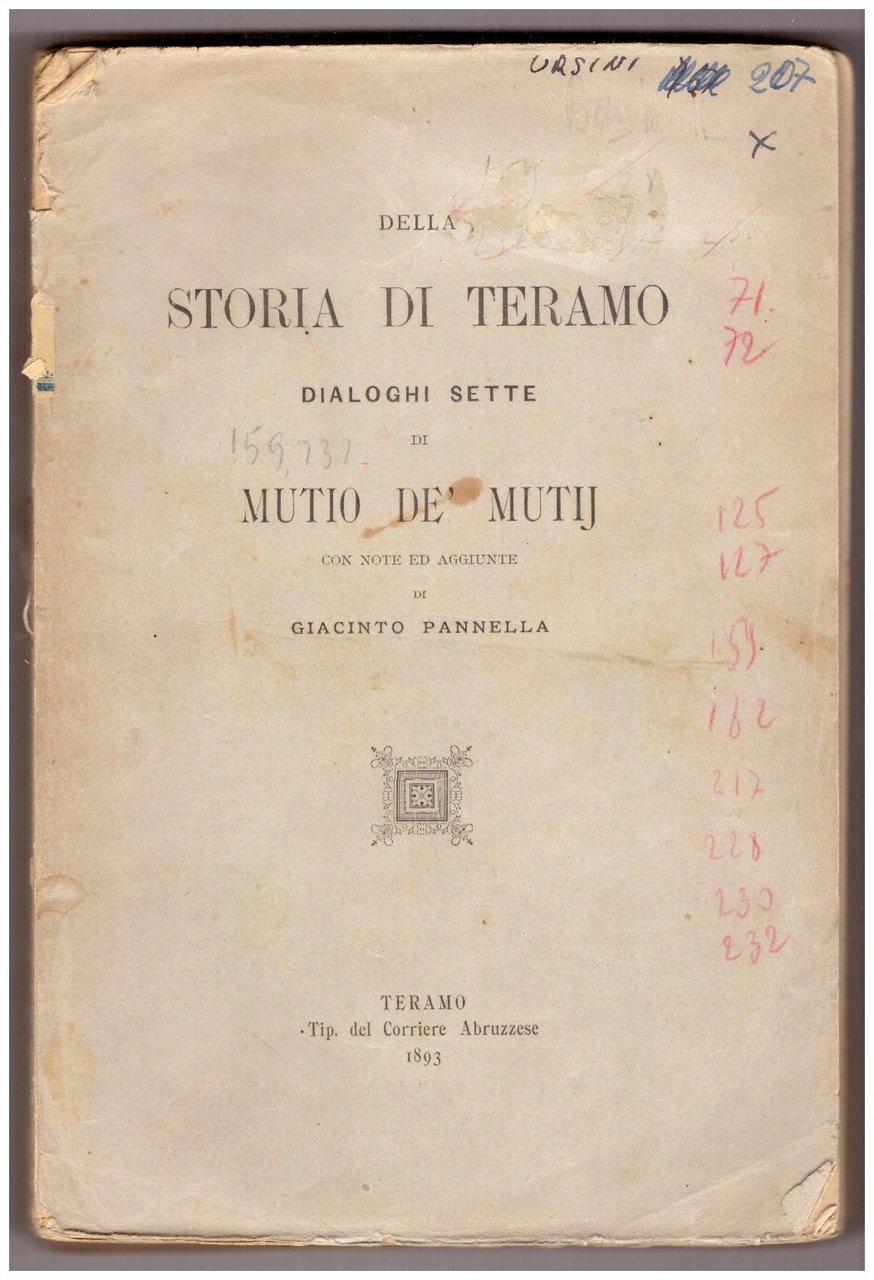DELLA STORIA DI TERAMO dialoghi sette di Mutio de' Mutij, …
