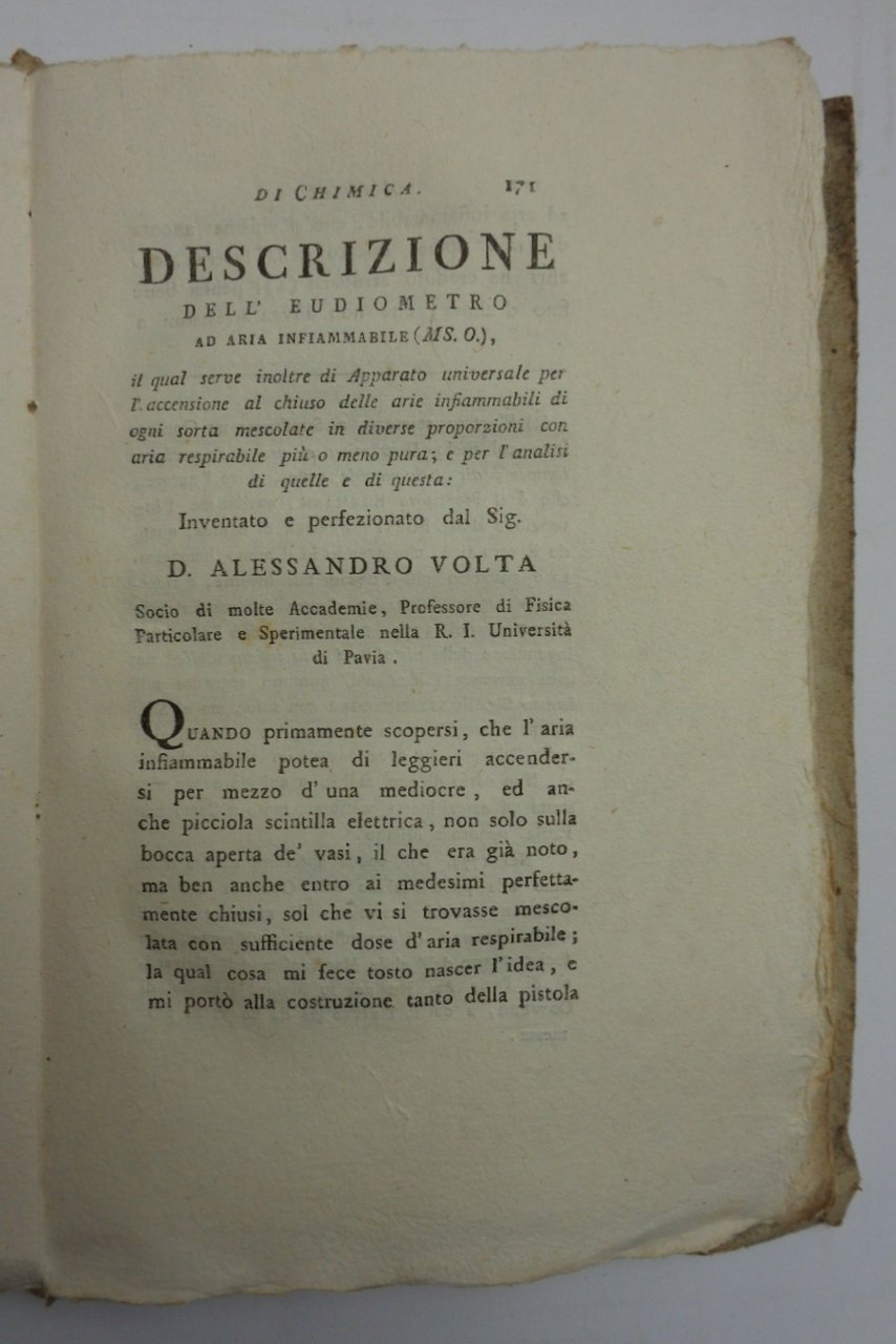 DESCRIZIONE DELL'EUDIOMETRO AD ARIA INFIAMMABILE. + SEGUITO DELLA DESCRIZIONE DELL’EUDIOMETRO …