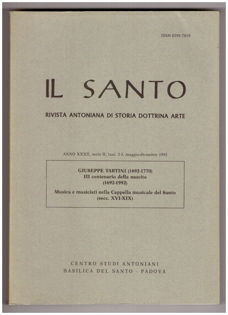 GIUSEPPE TARTINI (1692-1770). III centenario della nascita. (In IL SANTO, …
