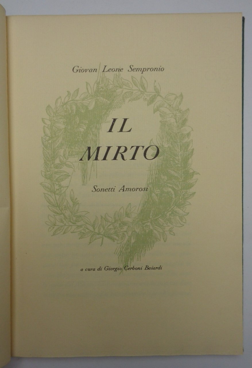 IL MIRTO. Sonetti amorosi.