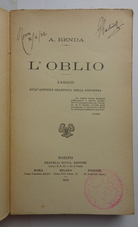 L'OBLIO. Saggio sull'attività selettiva della coscienza. | Immagine Gallery 5