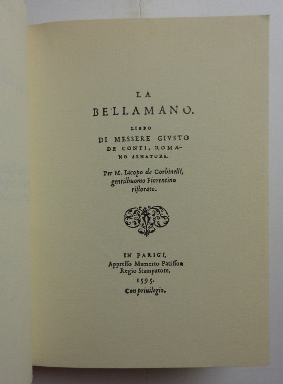 LA BELLAMANO. Libro di messere Giusto de Conti, romano senatore. … | Immagine principale