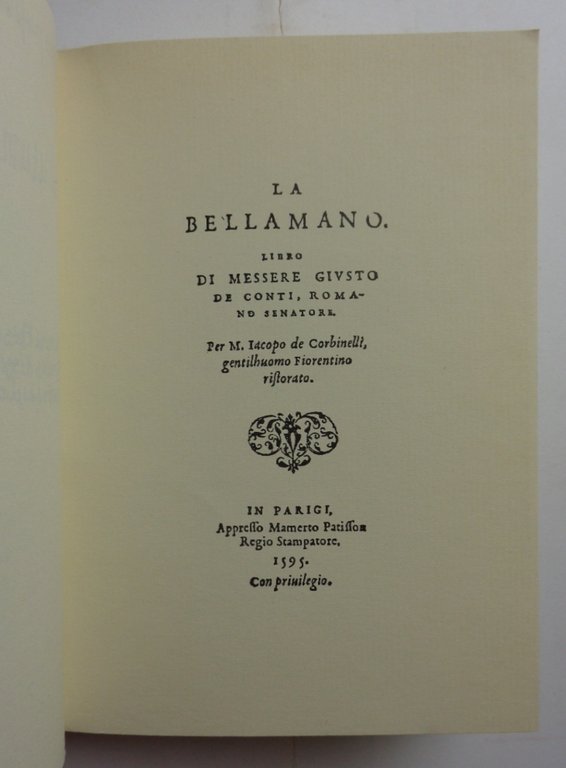 LA BELLAMANO. Libro di messere Giusto de Conti, romano senatore. … | Immagine Gallery 1