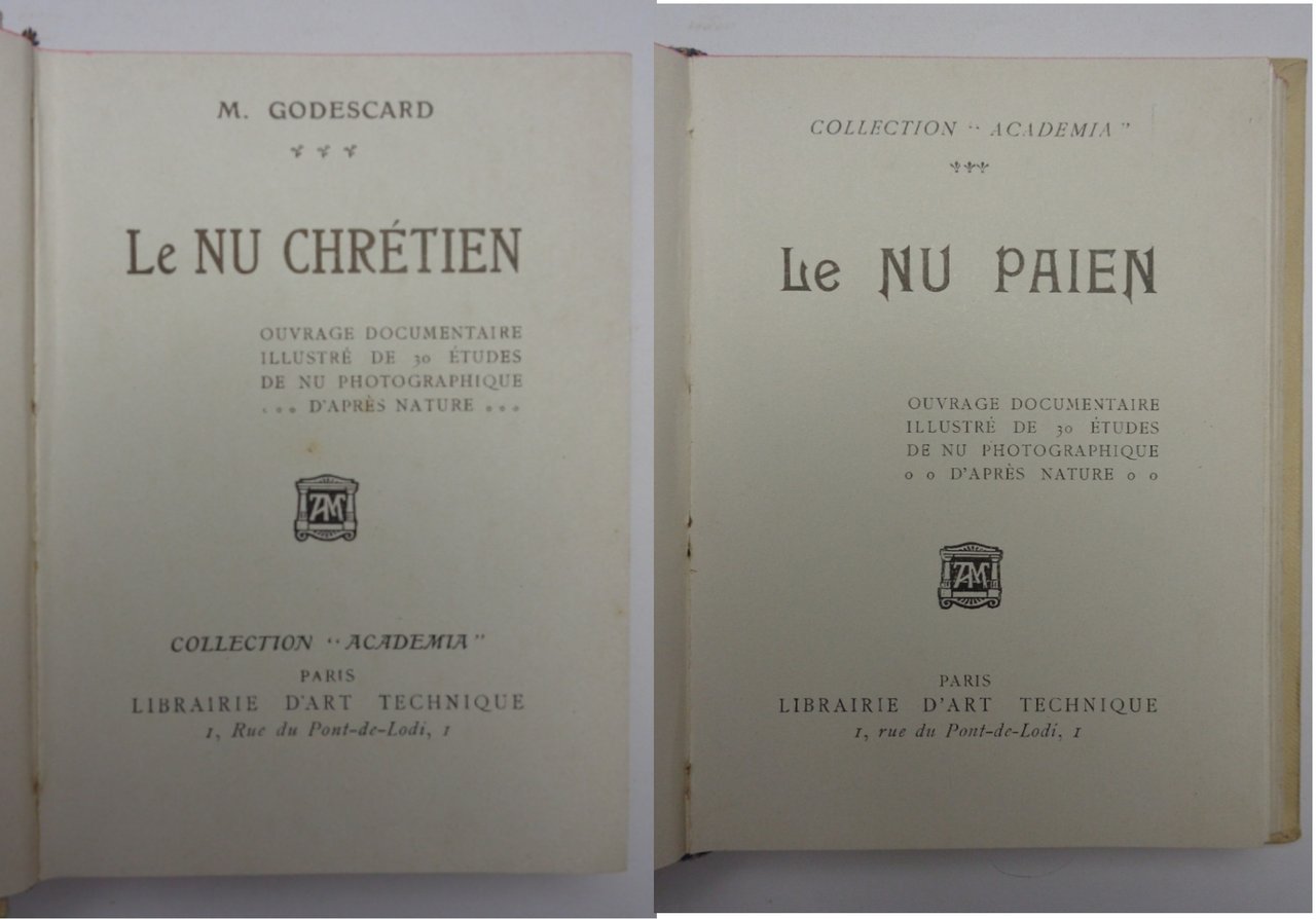 LE NU CHRÉTIEN + LE NU PAIEN. Ouvrage documentaire illustré …