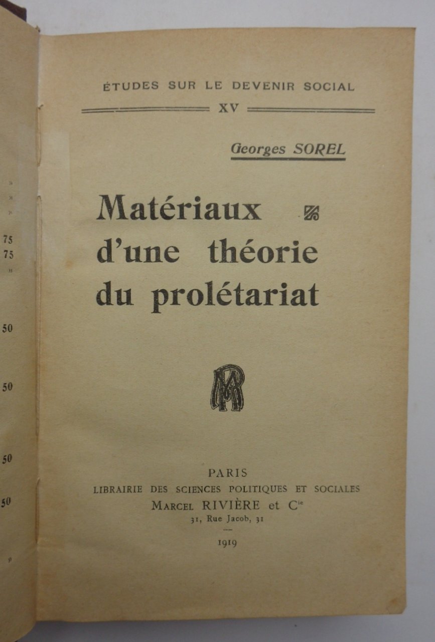 MATERIAUX D'UNE THEORIE DU PROLETARIAT.