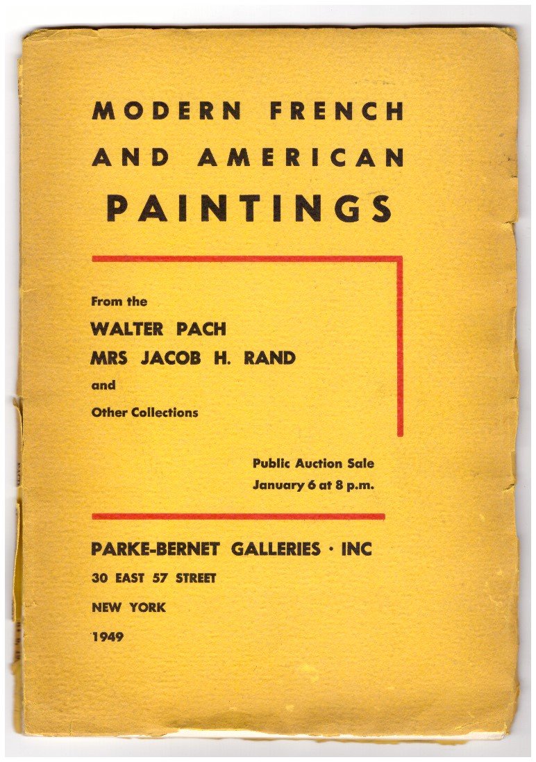 Modern French and American Paintings from the Walter Pach, Mrs. …