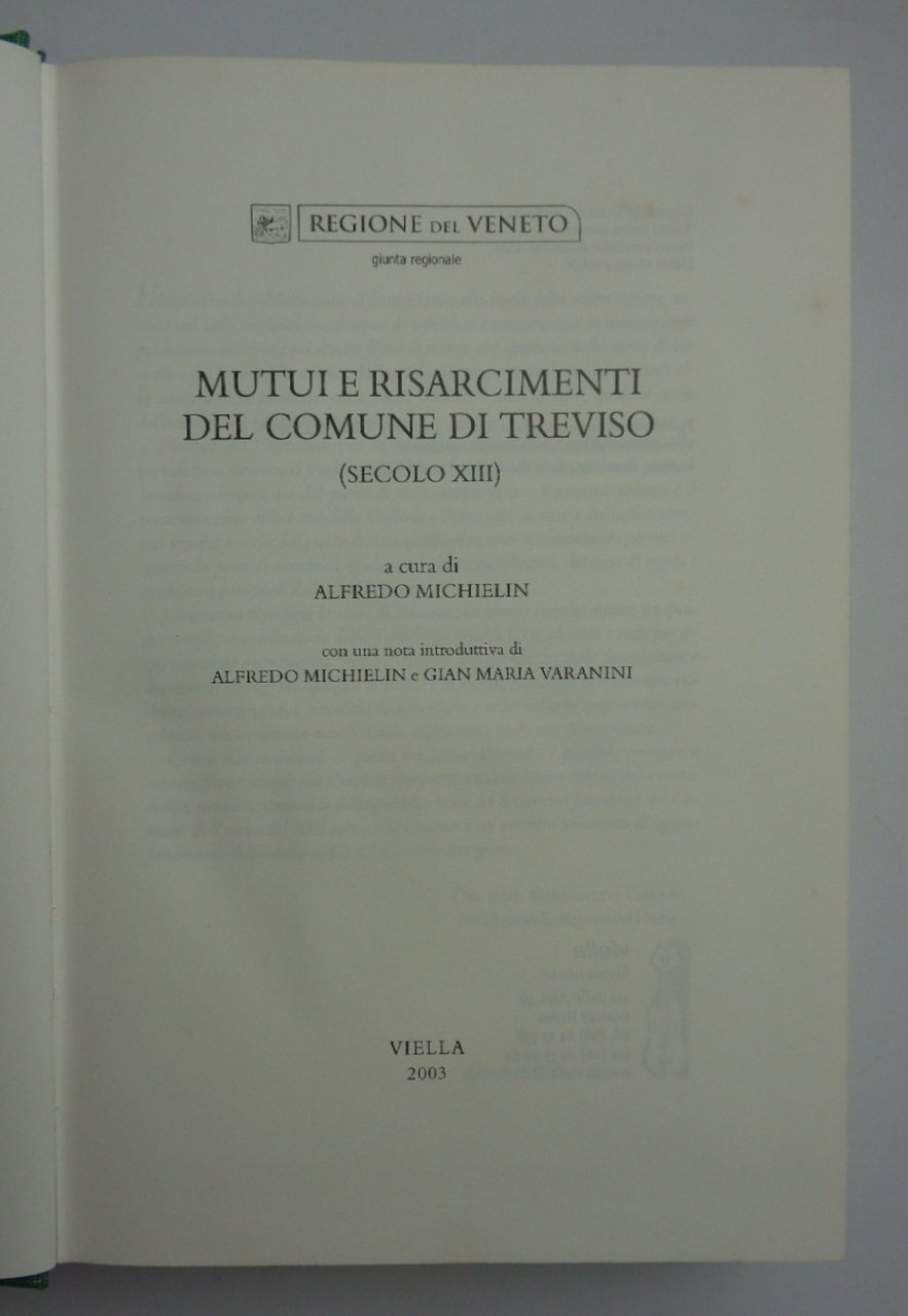 Mutui e risarcimenti del Comune di Treviso (secolo XIII)