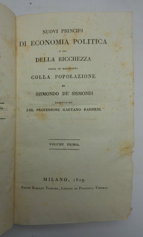 NUOVI PRINCIPJ DI ECONOMIA POLITICA o sia della ricchezza posta … | Immagine Gallery 2