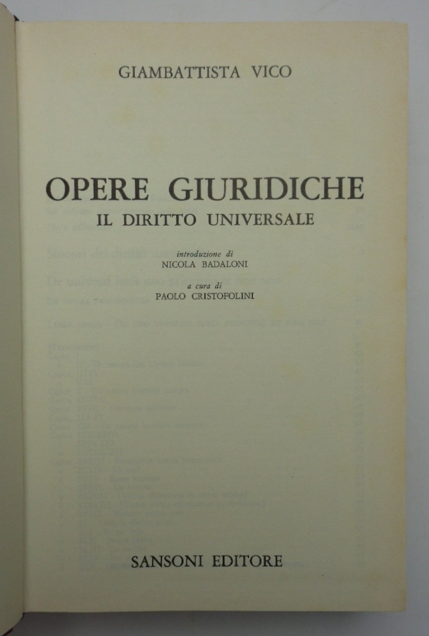 OPERE GIURIDICHE. Il diritto universale.