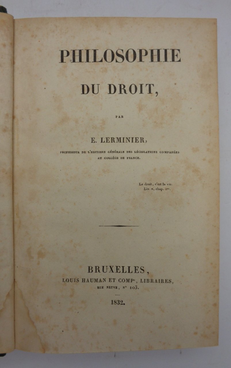 PHILOSOPHIE DU DROIT. | Immagine principale