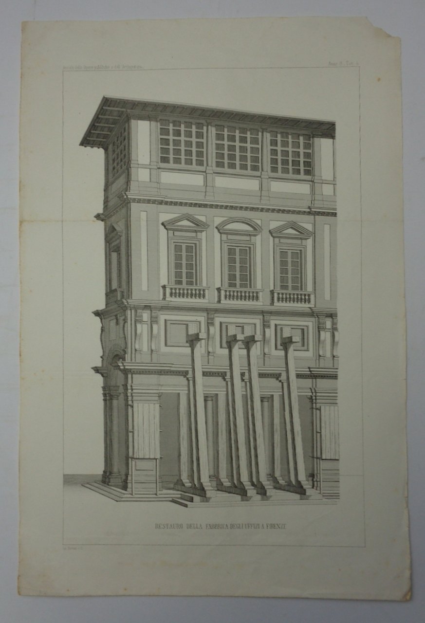 RESTAURO DEGLI UFFIZI A FIRENZE (1855).