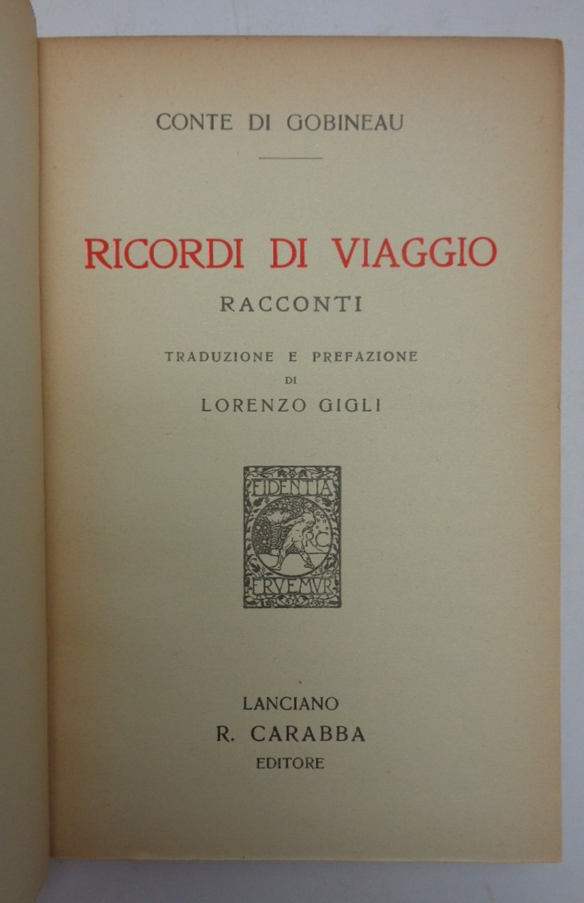 RICORDI DI VIAGGIO. Racconti.