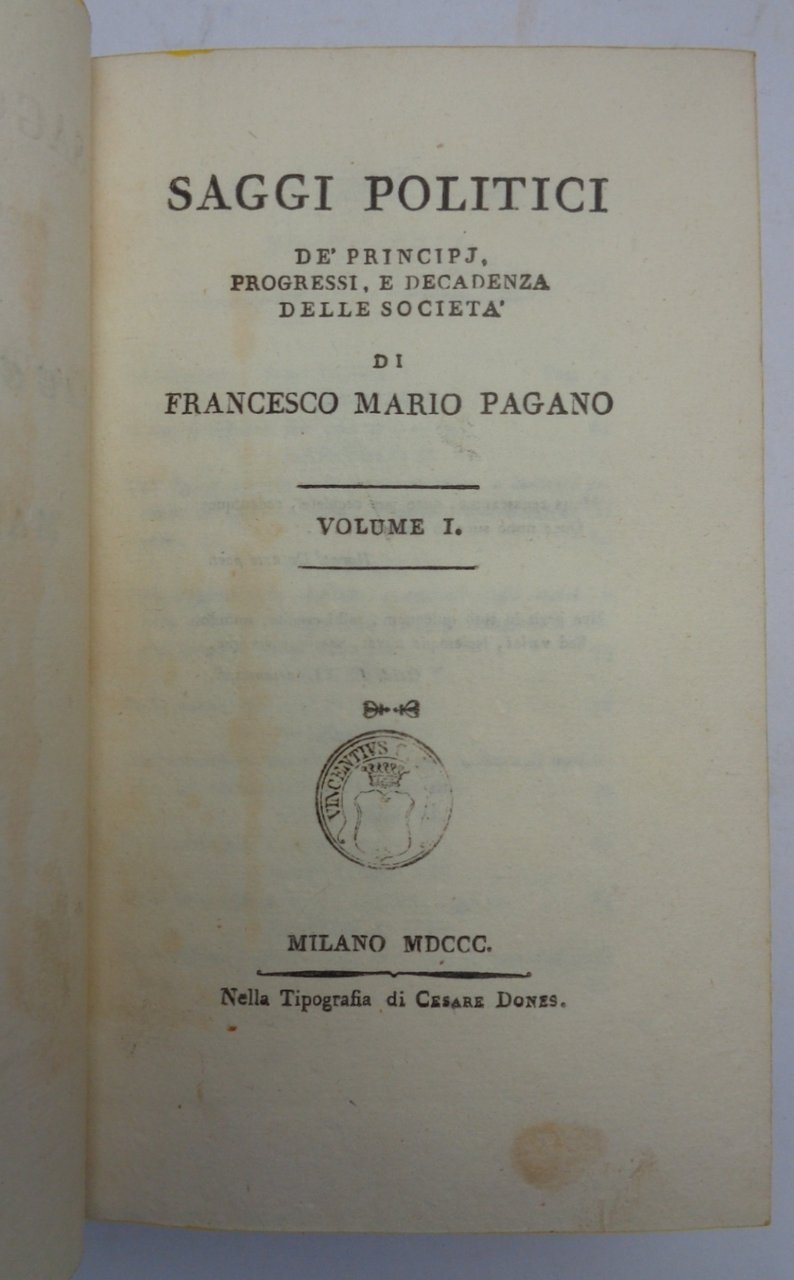 SAGGI POLITICI. | Immagine principale