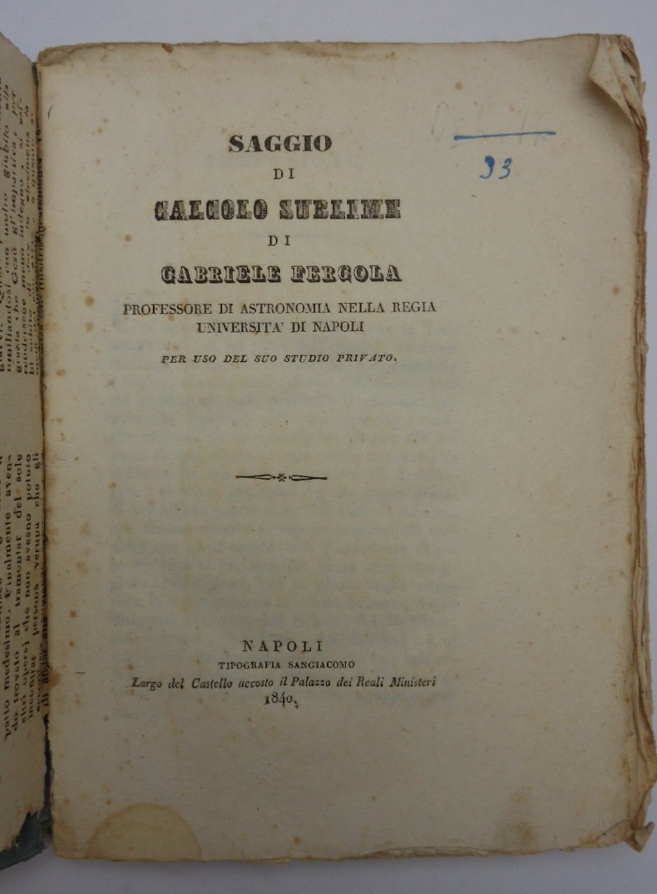 SAGGIO DI CALCOLO SUBLIME.