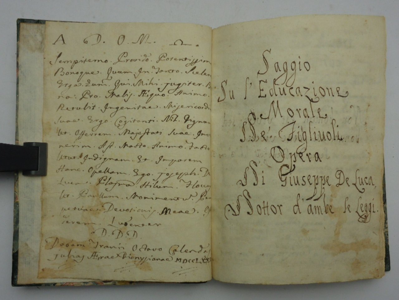 SAGGIO SU L'EDUCAZIONE MORALE DE' FIGLIUOLI, Opera di Giuseppe De … | Immagine principale