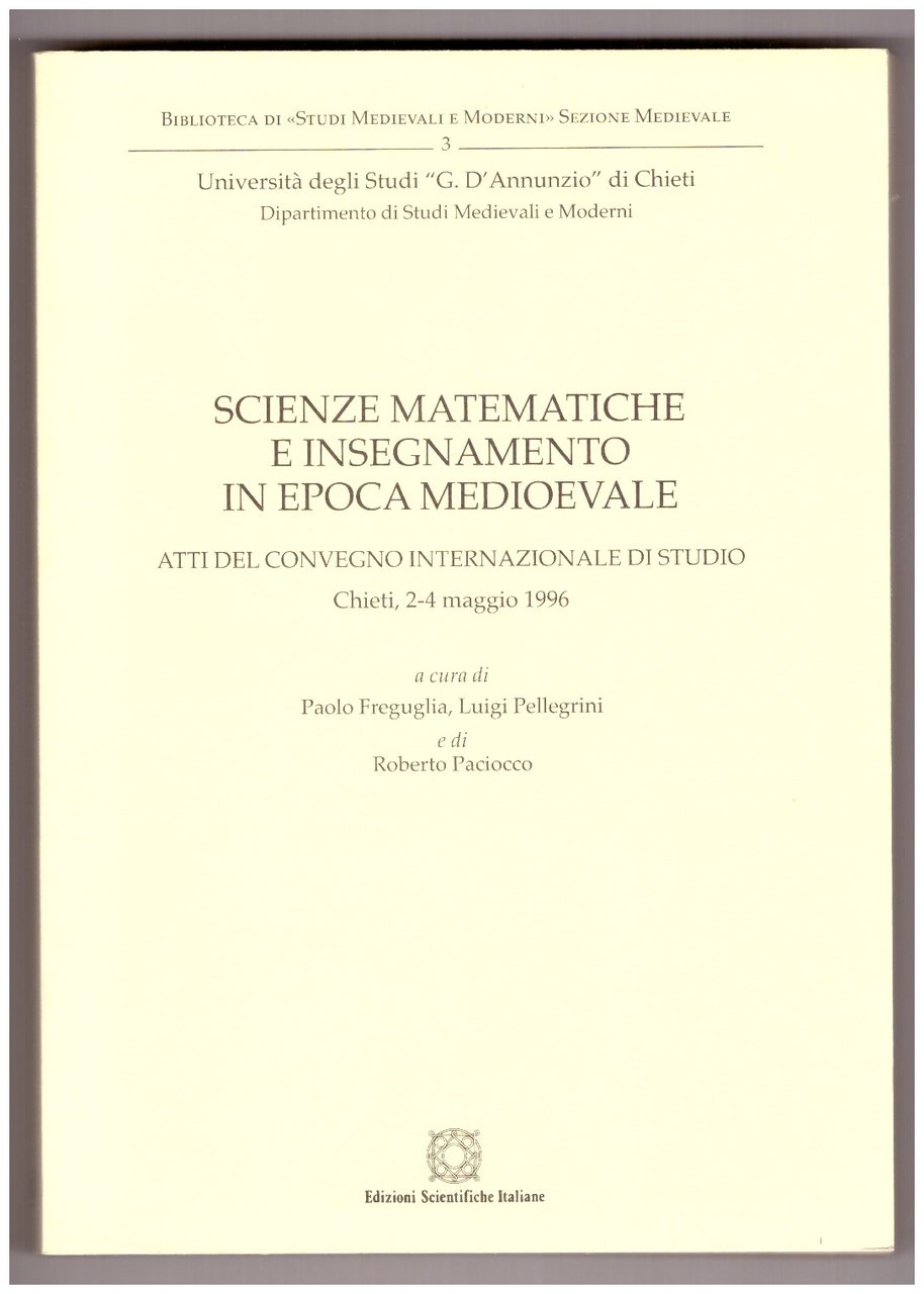 SCIENZE MATEMATICHE E INSEGNAMENTO IN EPOCA MEDIEVALE.