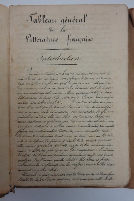 TABLEAU GÉNÉRAL DE L'HISTOIRE DE LA LITTERATURE FRANÇAISE de son …