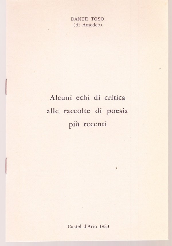 Alcuni echi di critica alle raccolte di poesia più recenti