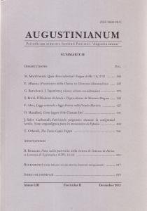 Augustinianum Annus LIII, Fasciculus II, Iunius 2013