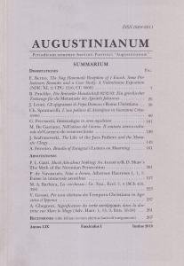 Augustinianum Annus LIX, Fasciculus I, Iunius 2019