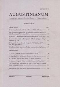 Augustinianum Annus LV, Fasciculus I, Iunius 2015