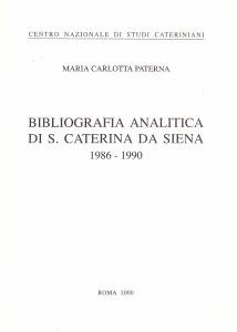 Bibliografia analitica di S. Caterina da Siena 1986 - 1990