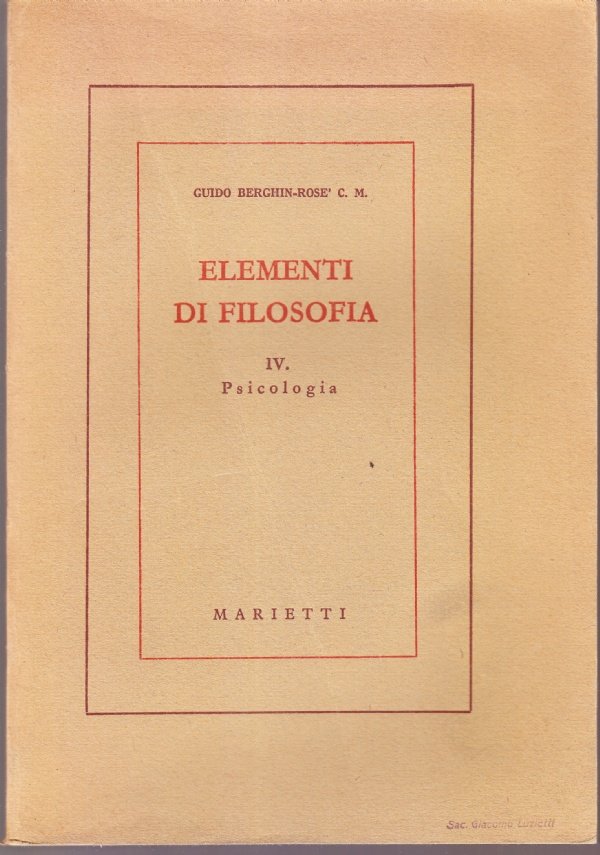 Elementi di filosofia IV. Psicologia