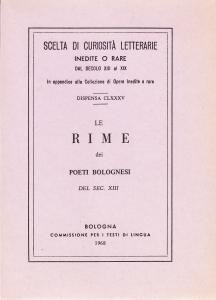 Le Rime dei Poeti Bolognesi del sec. XIII