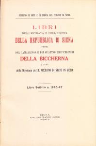 Libri dell'entrata e dell'uscita della Repubblica di Siena detti del …