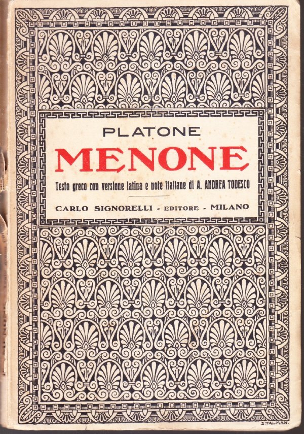 Menone. Testo greco con versione latina e note italiane