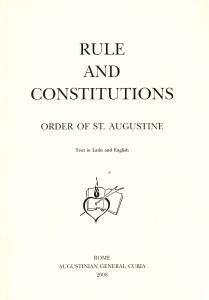 Rule and Constitutions Order of St. Augustine