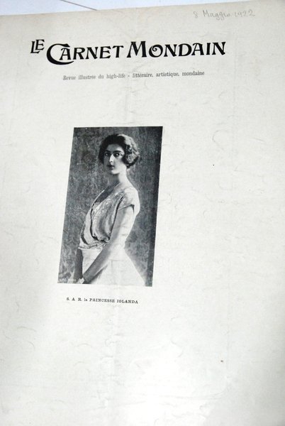 s.a.r. la princesse iolanda 487 maggio 1922