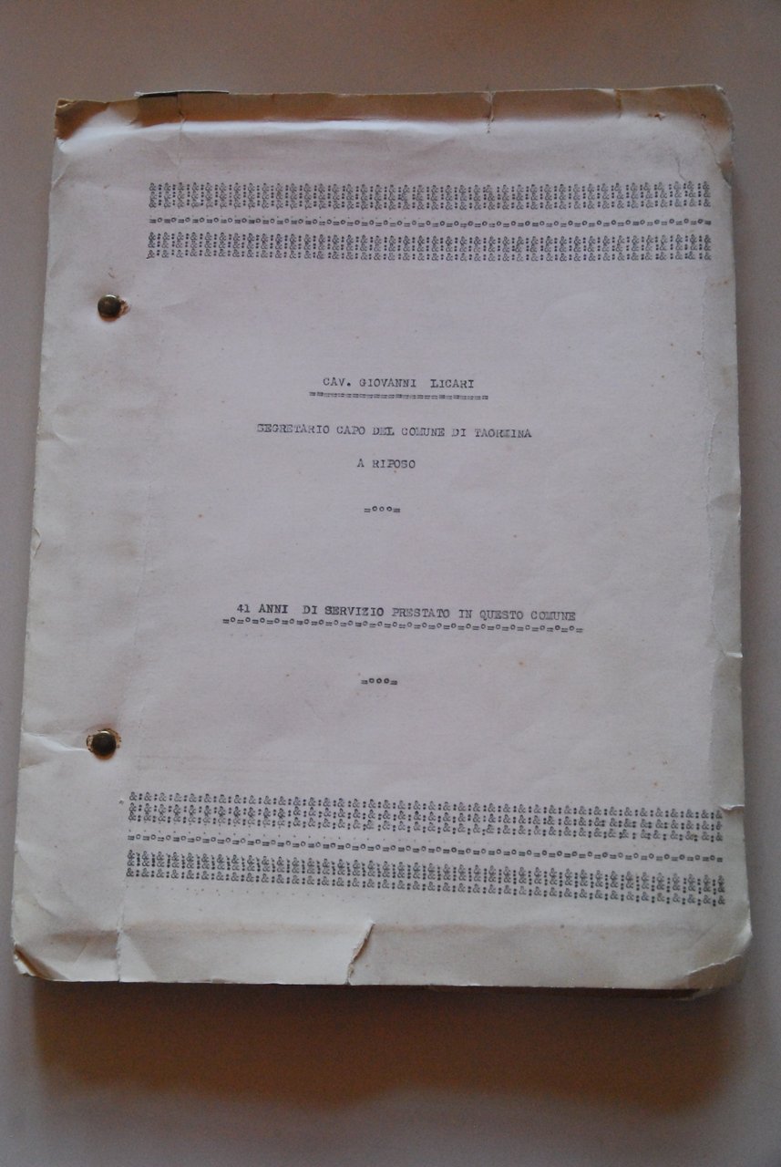 41 anni di servizio segretario capo del comune di taormina …