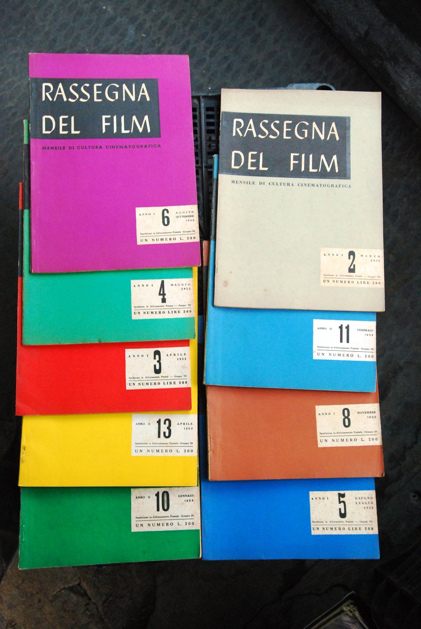 9 numeri mensile di cultura cinematografica numm. 2,3,4,5,6,8,10,11,13