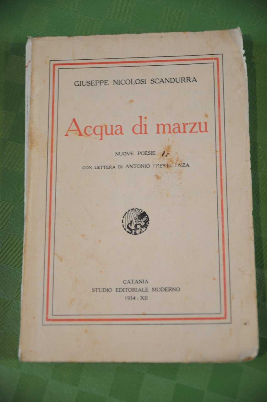 acqua di marzu 1 ed. autografato con dedica