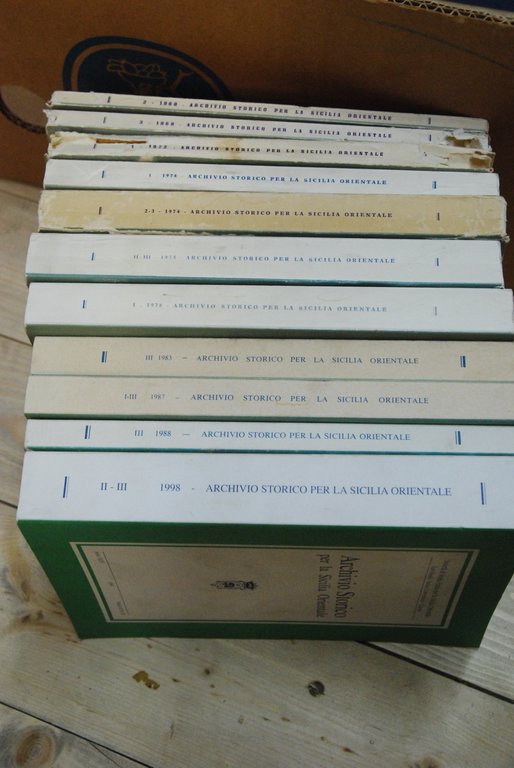 archivio storico per la sicilia orientale 2,3 del 1968, 1 del 1972, 123 del 1974, 2,3 del 1975, 1 del 1978, 3 del 1983, 1-3 del 1987, 3 del 1988, 2-3 del 1998