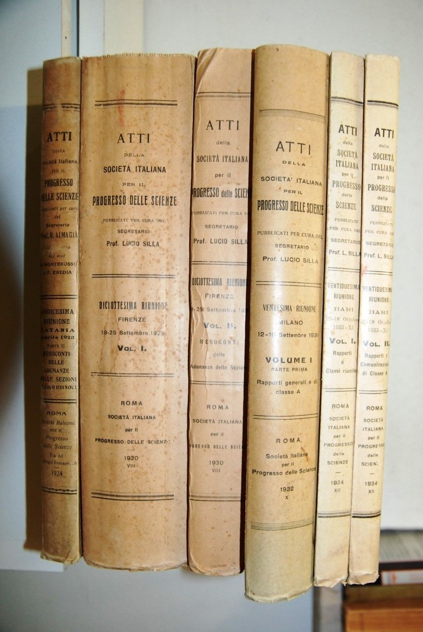 Atti della società italiana progresso delle scienze riunione 1924 1930 …