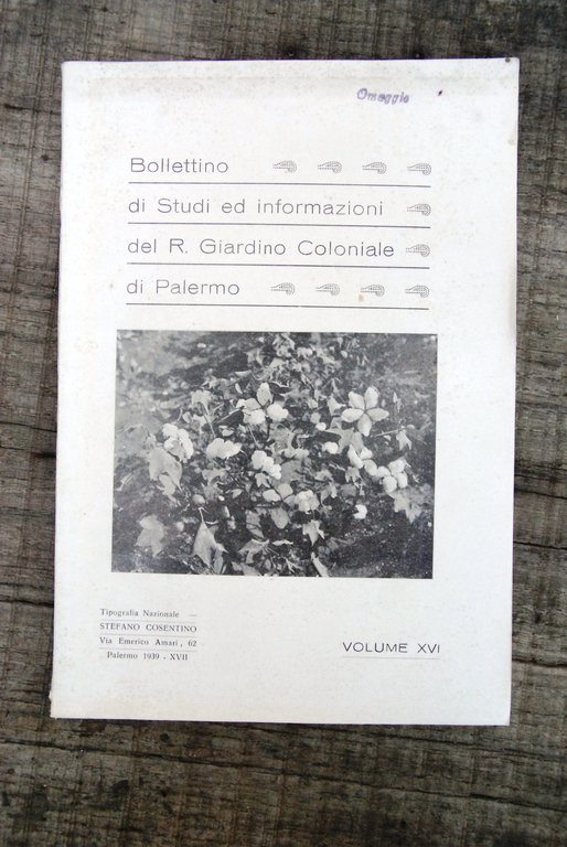 bollettino di studi ed informazioni del R. giardino coloniale di palermo xvi
