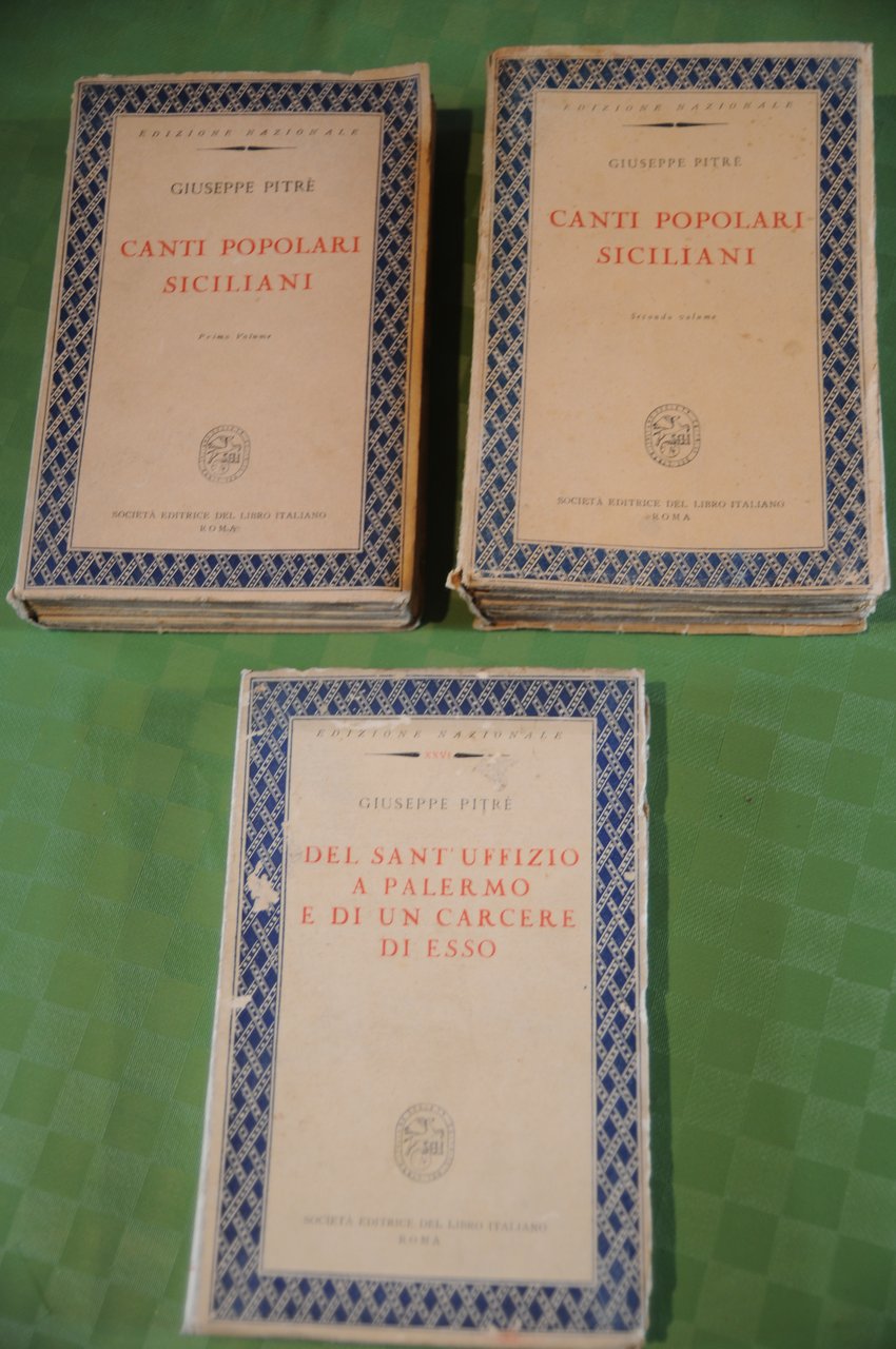 canti popolari siciliani 2 voll. e del sant'uffizio pitre a …