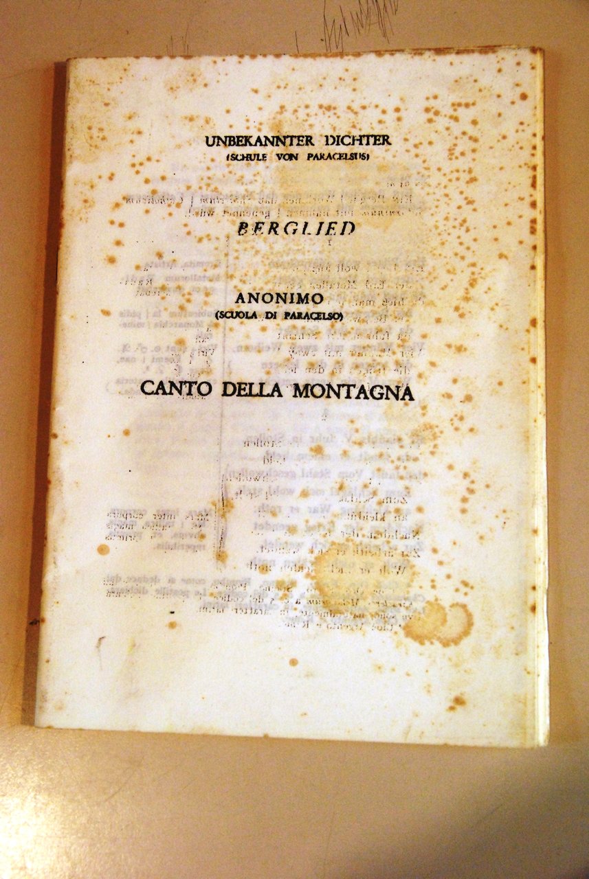 canto della montagna unbekannter dichter testo in tedesco a fronte …