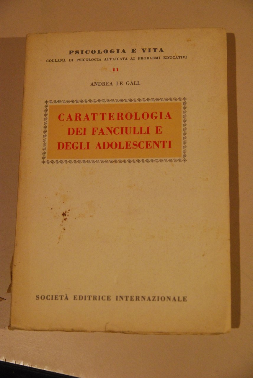 caratterologia dei fanciulli e degli adolescenti