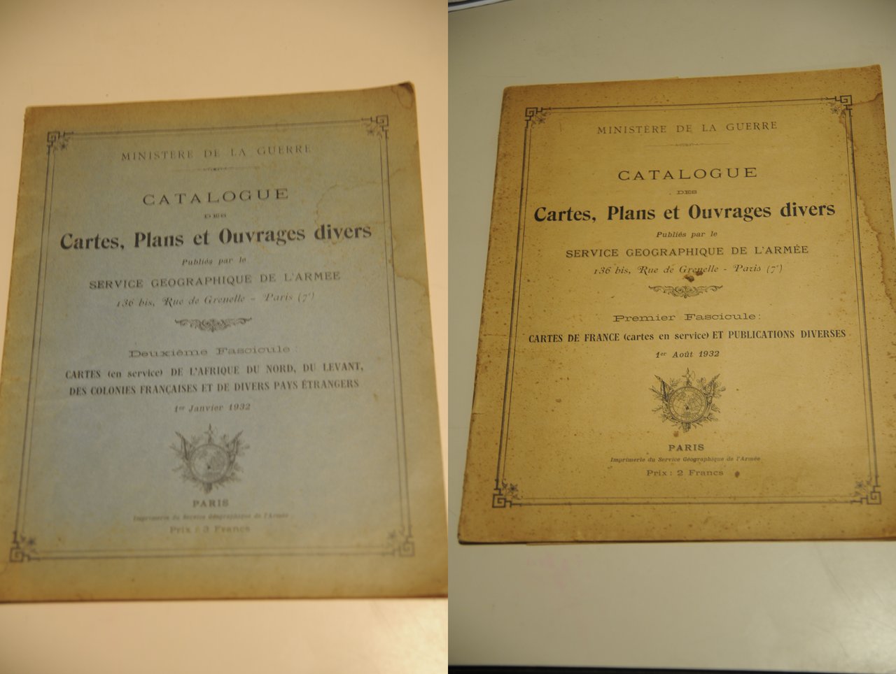 CATALOGUE des cartes plans ouvrages divers premier e deuxieme fascicule