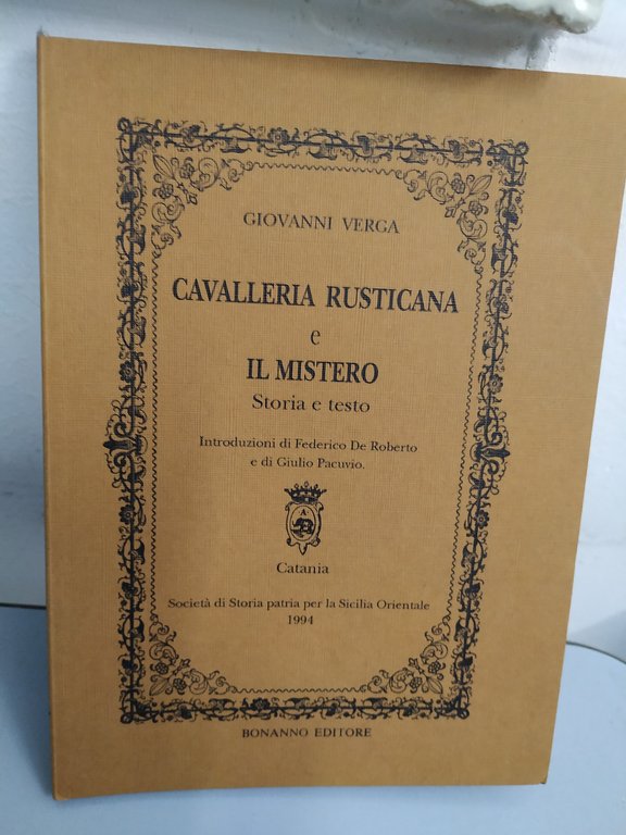 cavalleria rusticana e il mistero - società storia patria per la sicilia 1994