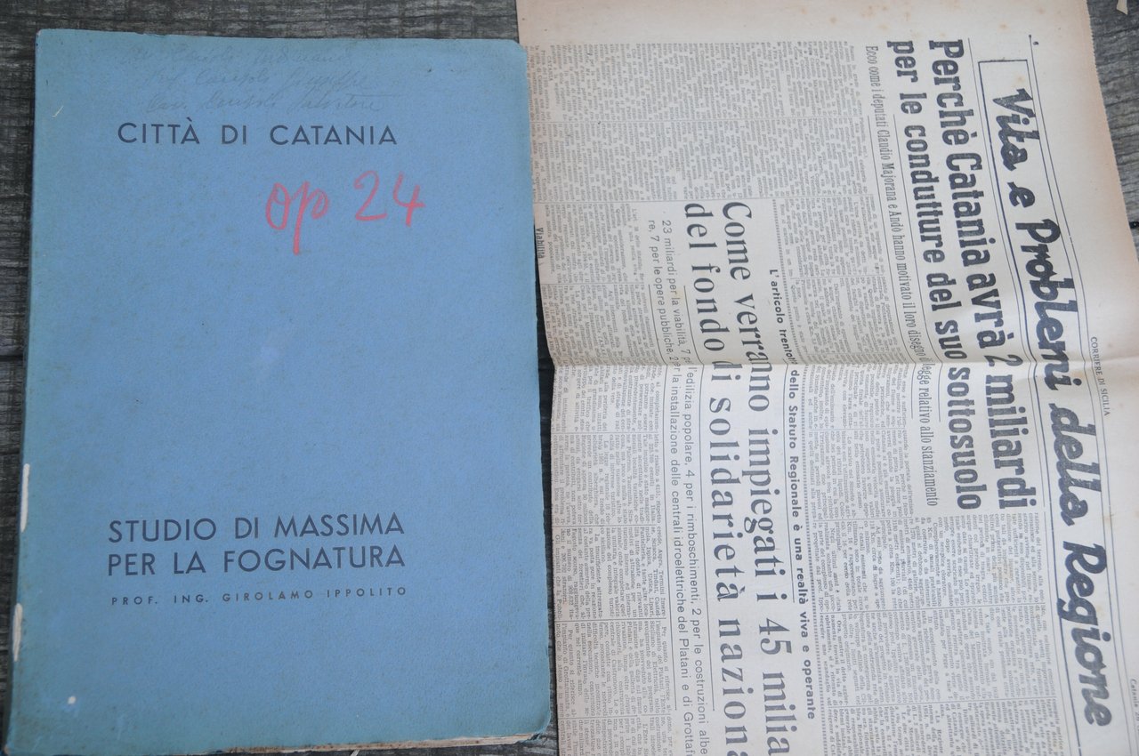 città citta' di catania studio di massima per la fognatura