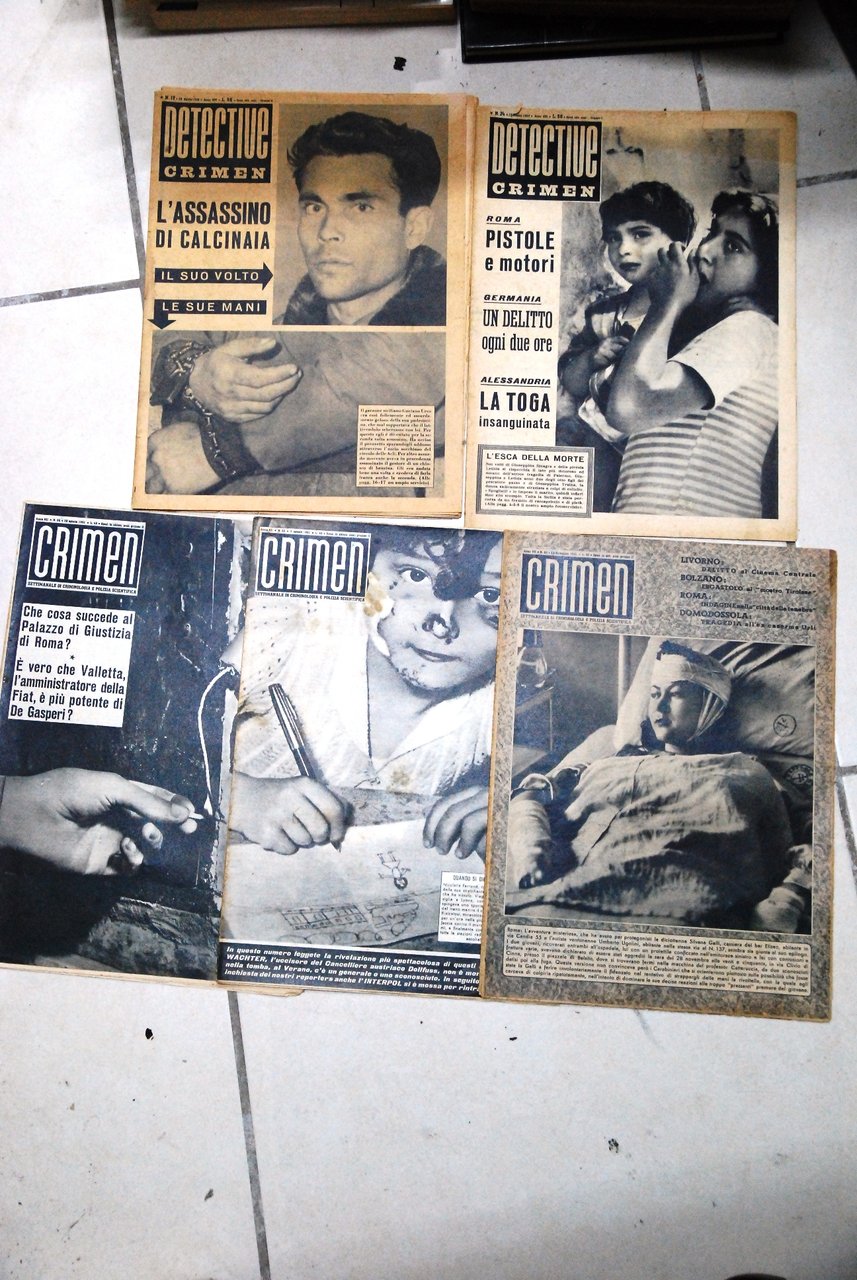 Detective crimen ? settimanale criminologia 5 riviste del 1958, 1957, …