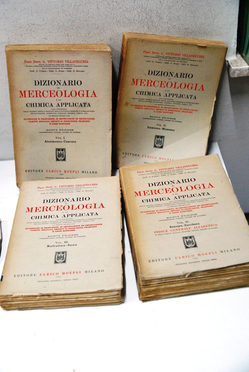dizionario di merceologia e di chimica applicata 4 voll. opera …