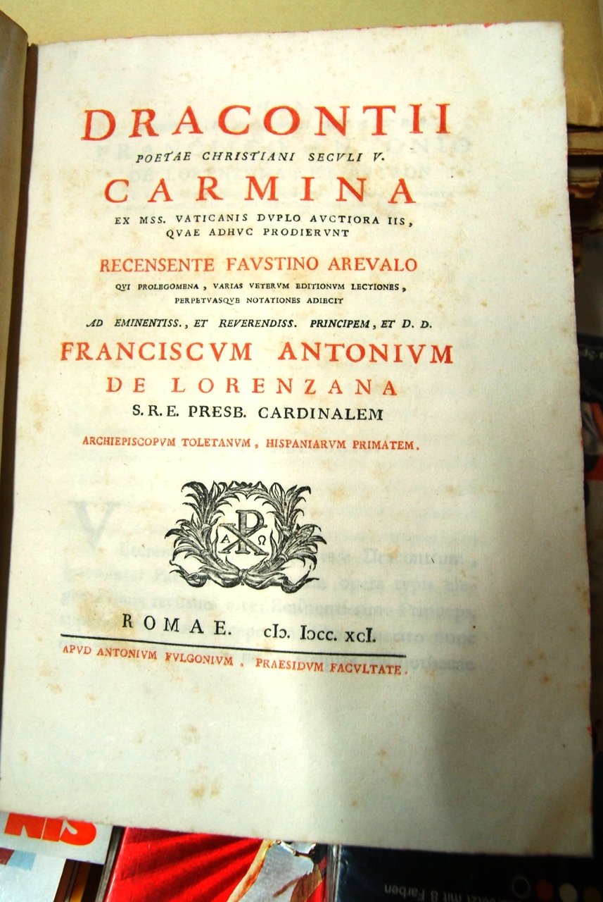 Dracontii Poetae Christiani Seculi Carmina ex miss. viticanis duplo auctiora … | Immagine principale