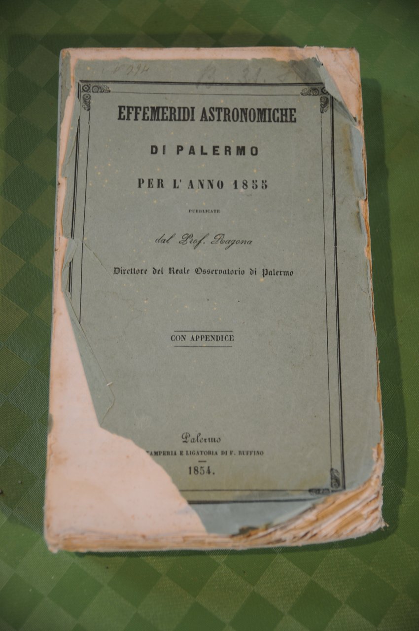 effemeridi astronomiche palermo per l'anno 1855 (copertina lisa interni perfetti)