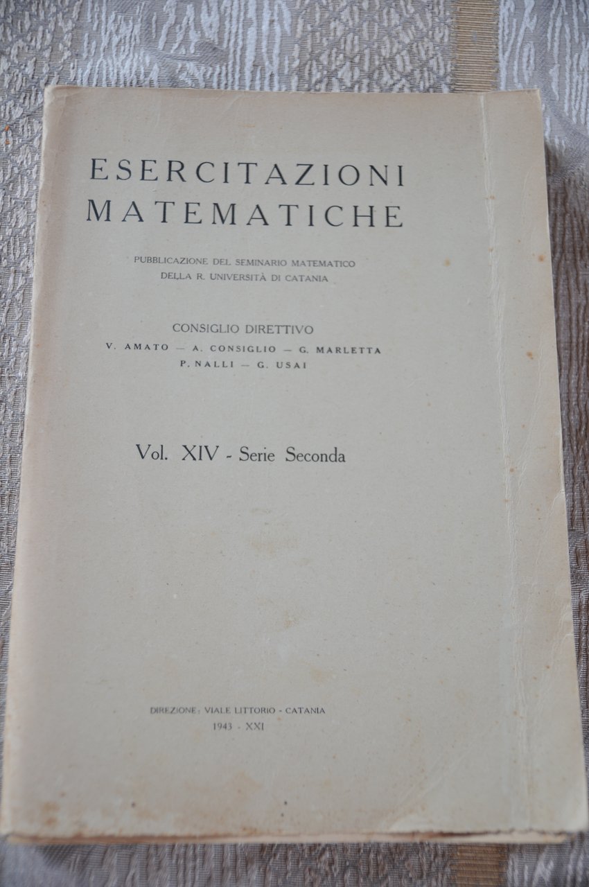 esercitazioni matematiche vol. XIV serie seconda
