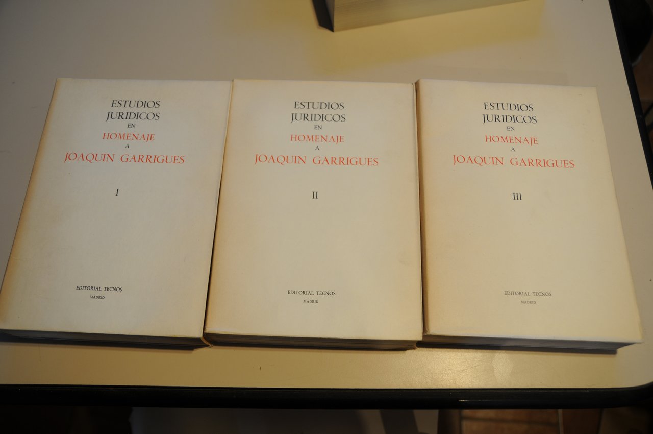 estudios juridicos en homenaje joaquin garrigues 3 voll. opera cpl. …